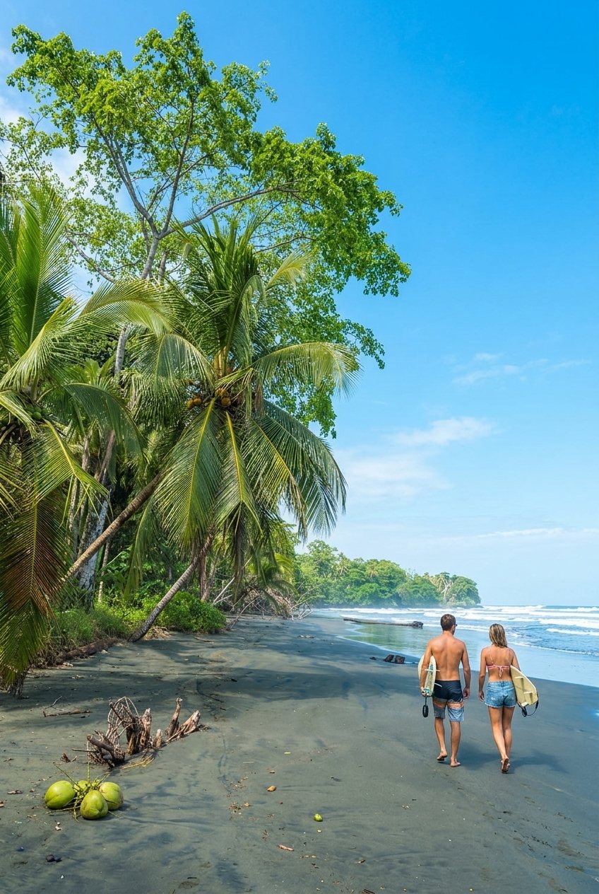 The same walk down to the black sand, later in the light